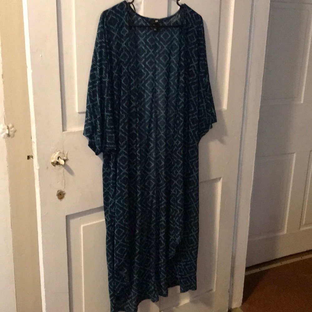 blue long cardigan duster